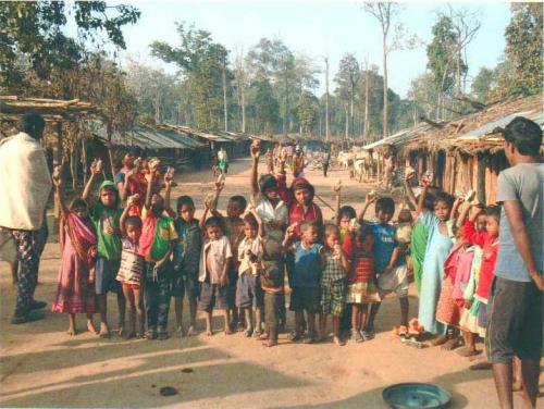 Food distribution to tribal children.